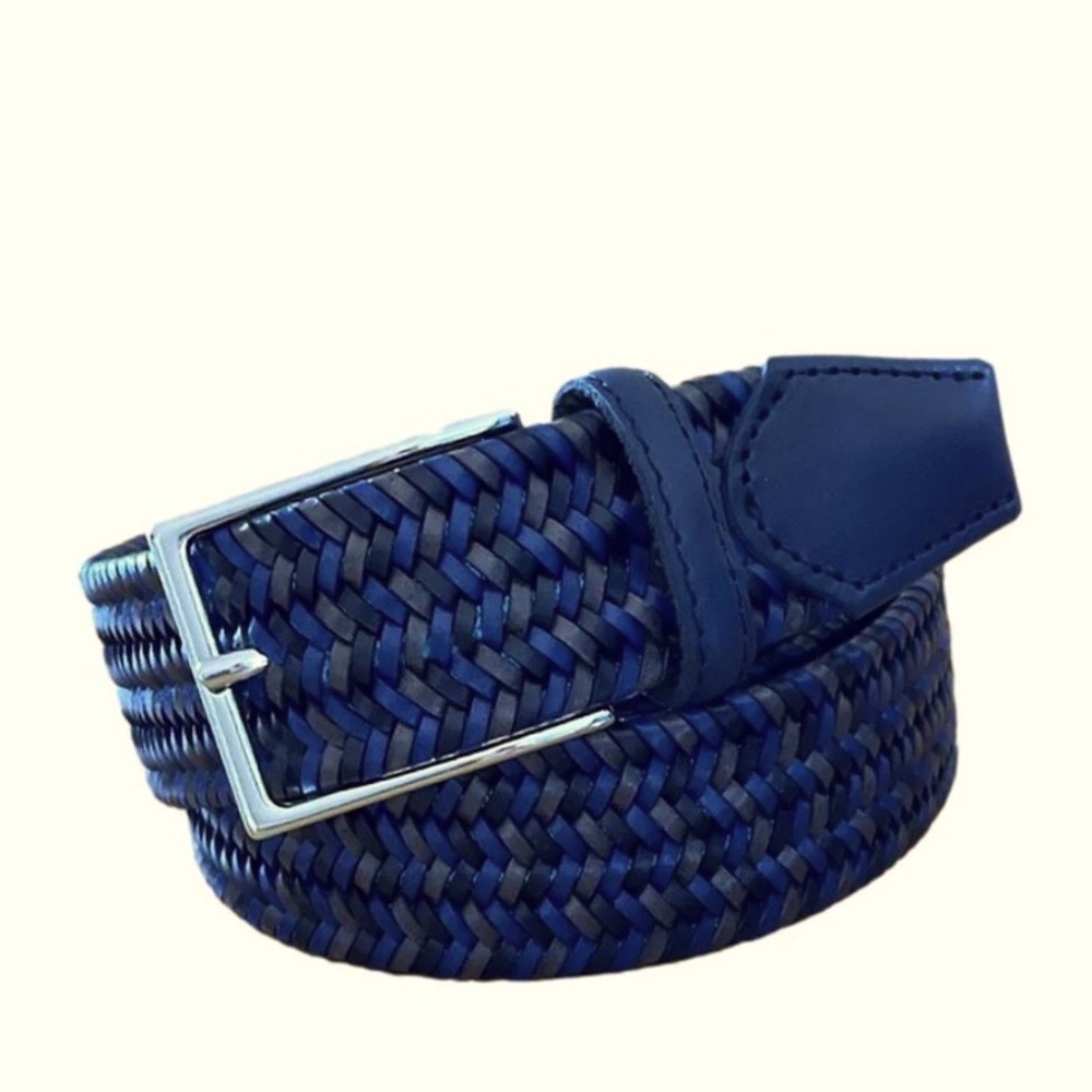 GEORGE ROTH FREIBURG 5701 LEATHER BRAIDED SAPPHIRE GREY with Silver Buckle 38”